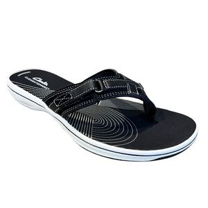 Clarks Breeze Sea Black Women’s Sandals Flip Flops NEW